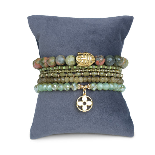 Unakite ( Set of 6 Bracelets )