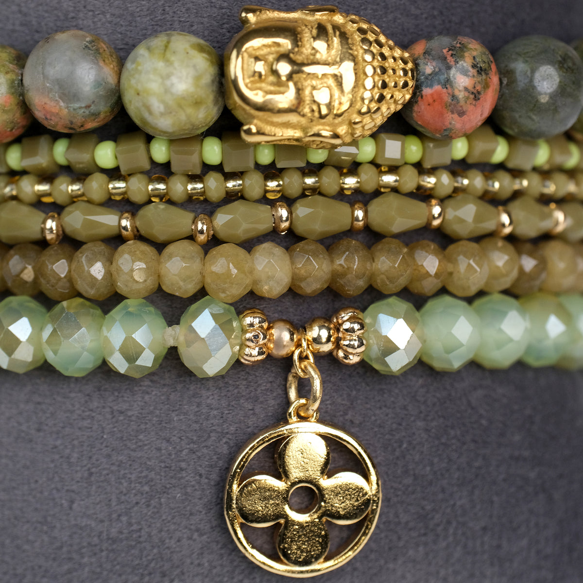 Unakite ( Set of 6 Bracelets )