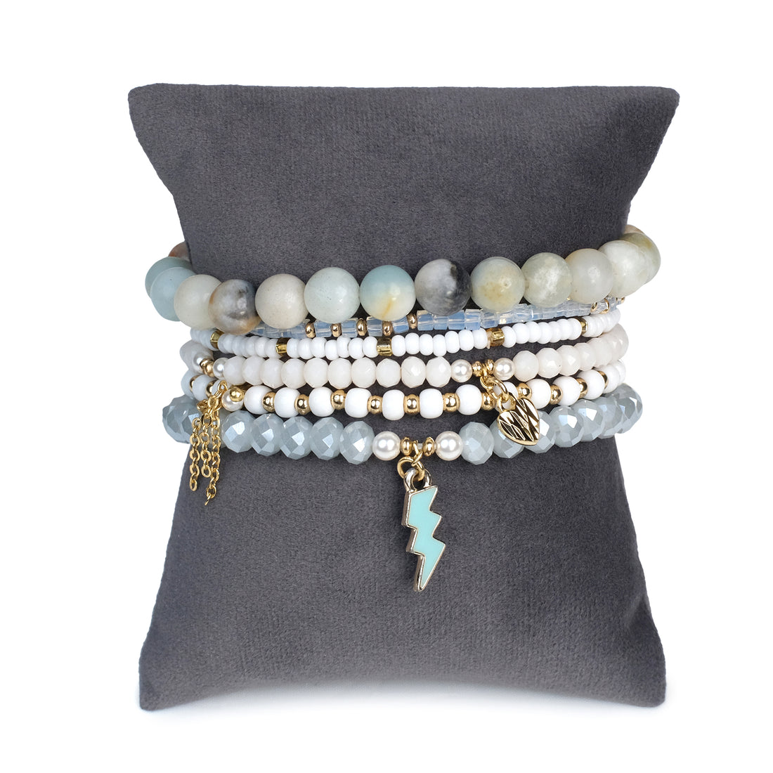 The Calming Energy Stack - Moonstone ( Set of 6 Bracelets )