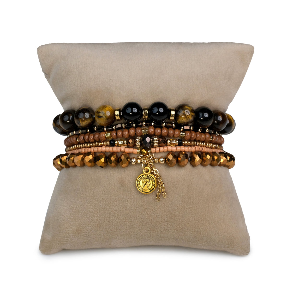 The Fearless Energy Stack - Tiger Eye ( Set of 6 Bracelets )