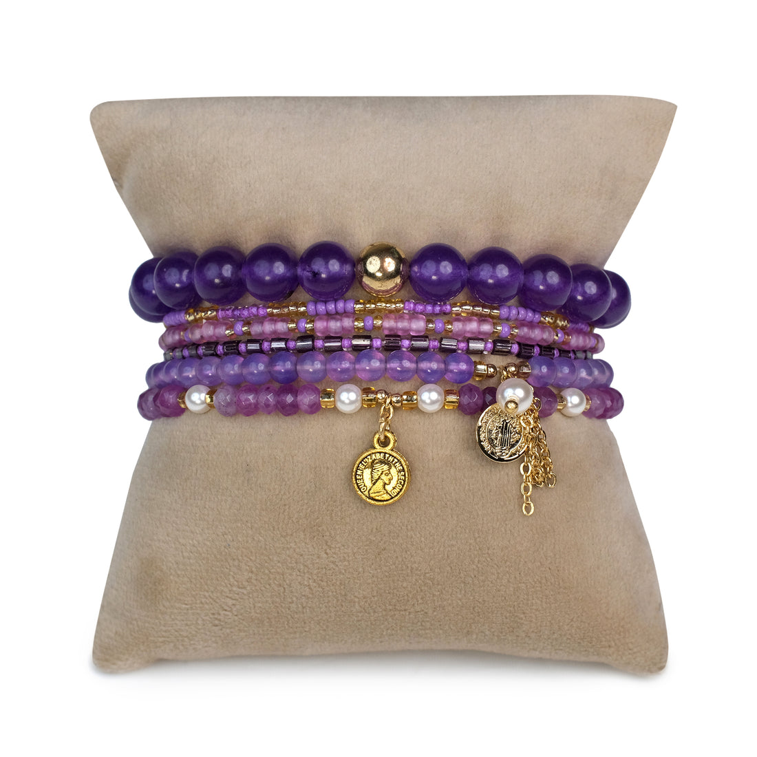 Keep Your Mind Calm Stack - Amethyst ( Set of 6b Bracelets )