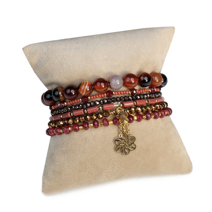 The Confidence Booster Stack - Red Carnelian ( Set of 6 Bracelets )