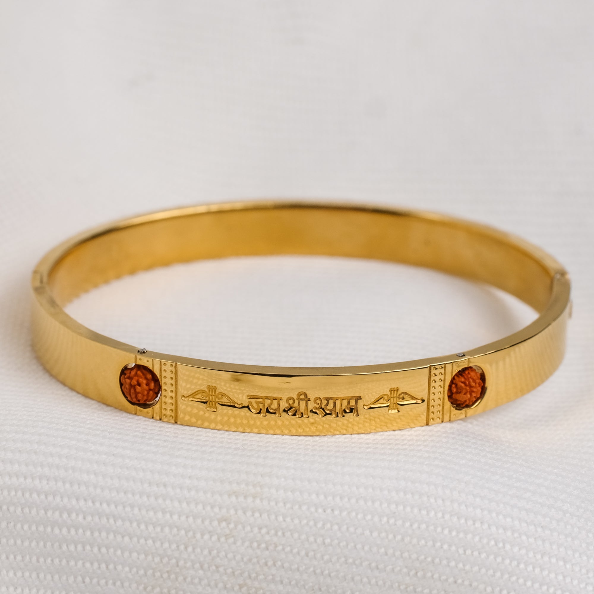 The Resilience Kada ( 18 K Gold Plated ) - Rudraksha