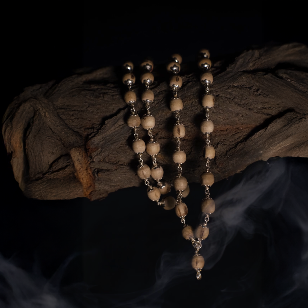 Natural Tulsi Mala In Pure Silver