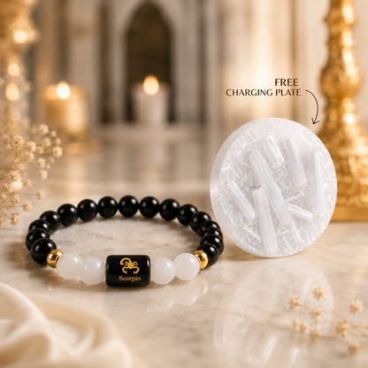 Scorpio Zodiac Bracelet with Selenite Plate