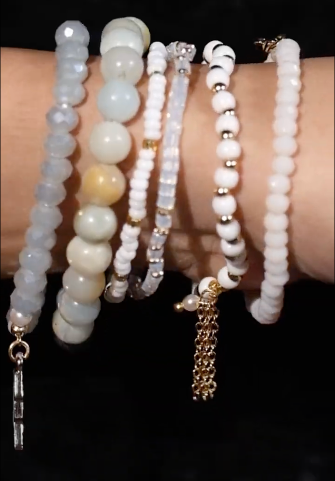 The Calming Energy Stack - Moonstone ( Set of 6 Bracelets )