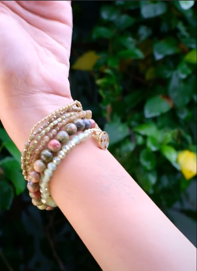 Unakite ( Set of 6 Bracelets )