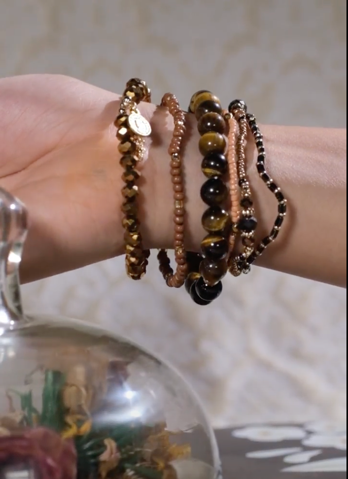 The Fearless Energy Stack - Tiger Eye ( Set of 6 Bracelets )