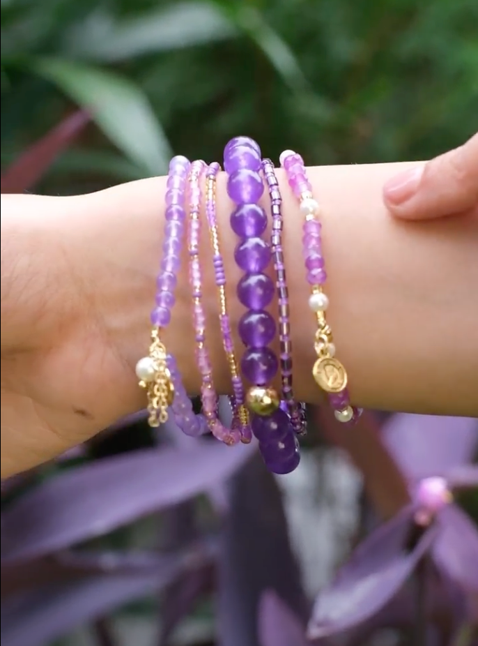 Keep Your Mind Calm Stack - Amethyst ( Set of 6b Bracelets )