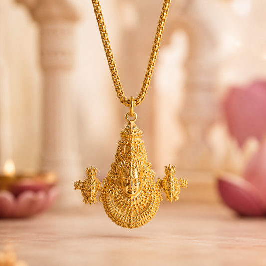 Tirupati Balaji Locket with Chain(Gold Plated)