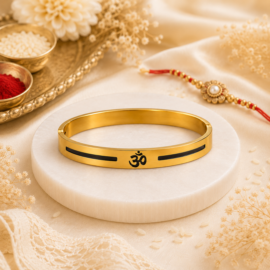 The Resilience Kada ( 18 K Gold Plated ) - Om 2