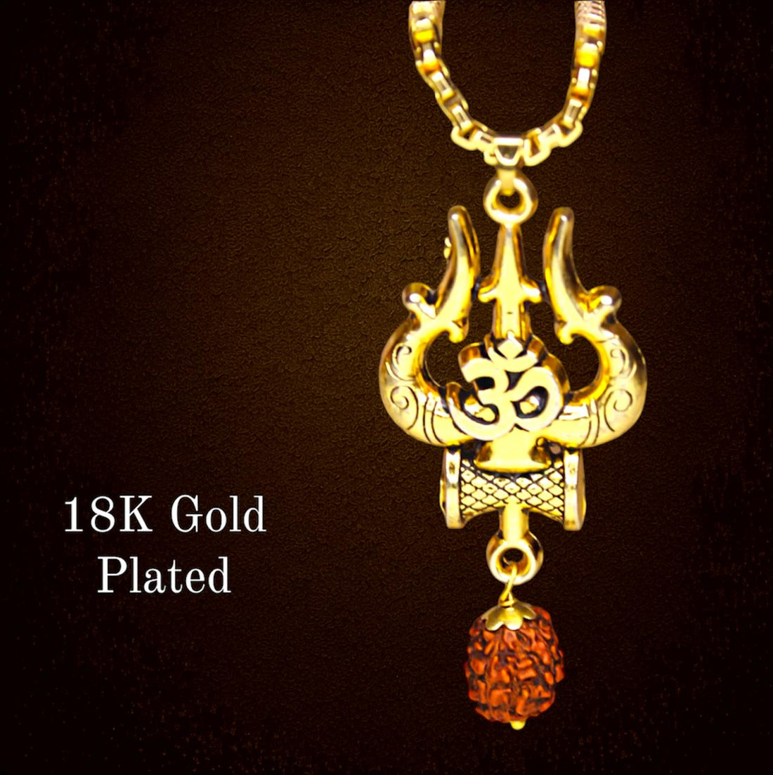 18 Carat Gold Plated Mahakal Locket with Chain - Non Tarnish