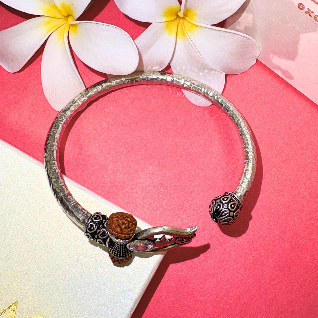 Trident Kada - Trishul Damru Kada with 5 Mukhi Rudraksha Beads - (BFCM SALE - Buy 1 Get 1)