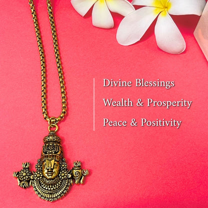 Tirupati Balaji Locket with Chain(Gold Plated) - (BFCM SALE - Buy 1 Get 1)