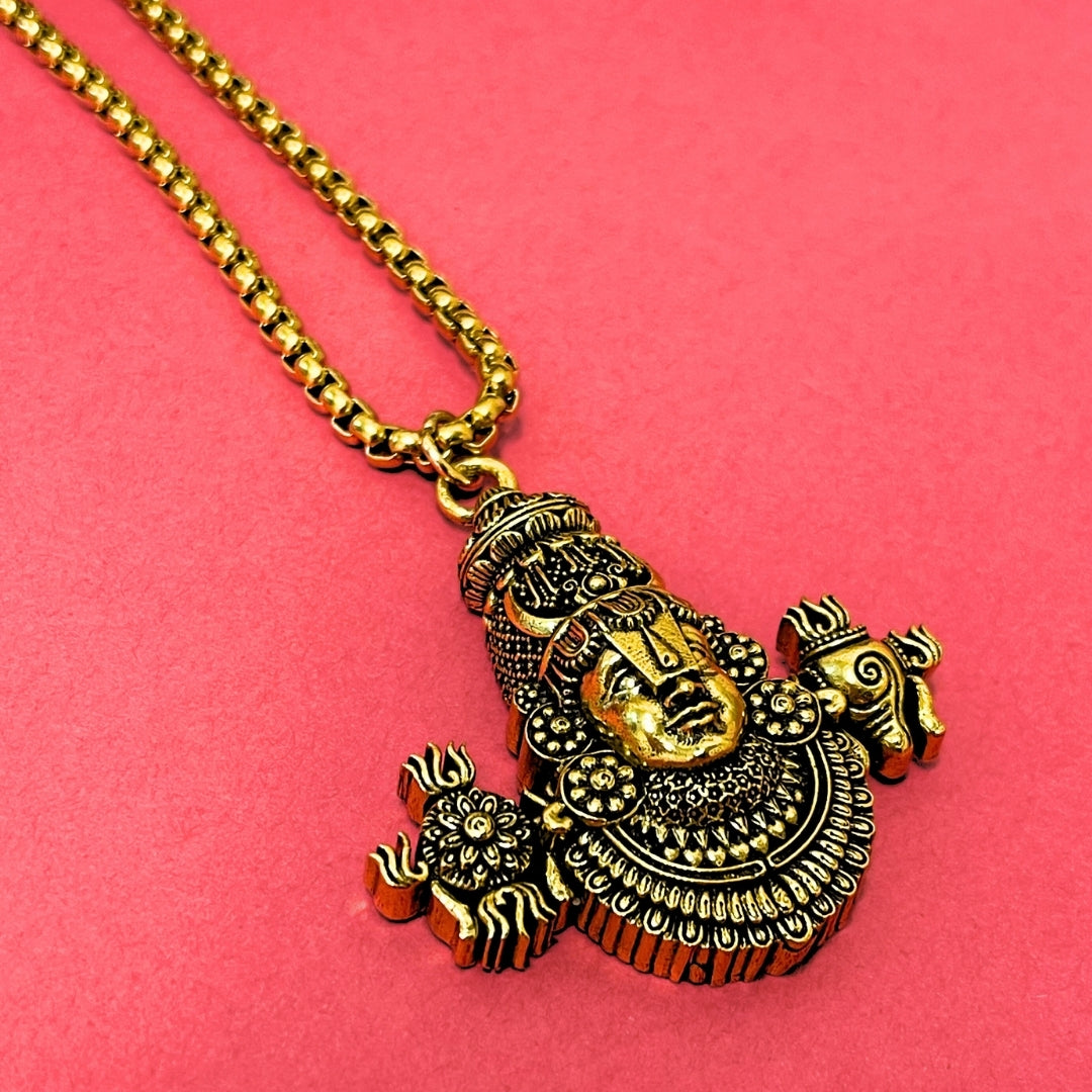 Tirupati Balaji Locket with Chain(Gold Plated) - (BFCM SALE - Buy 1 Get 1)