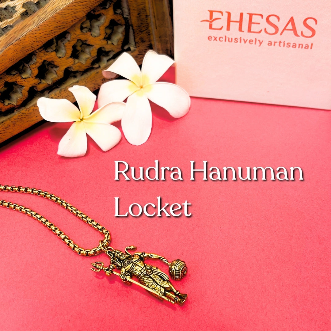 Rudra Hanuman Locket with Chain(Gold Plated) - (BFCM SALE - Buy 1 Get 1)