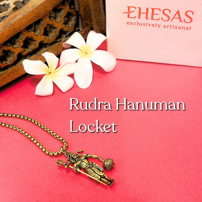 Rudra Hanuman Locket with Chain(Gold Plated) - (BFCM SALE - Buy 1 Get 1)