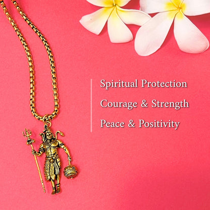Rudra Hanuman Locket with Chain(Gold Plated) - (BFCM SALE - Buy 1 Get 1)