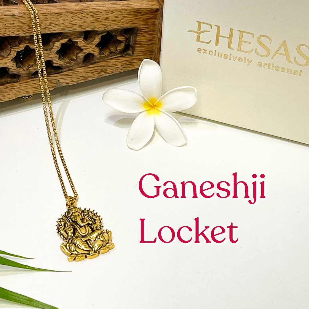Ganesh Ji Locket with Chain (24K Gold Plated) - (Buy 1 Get 1)
