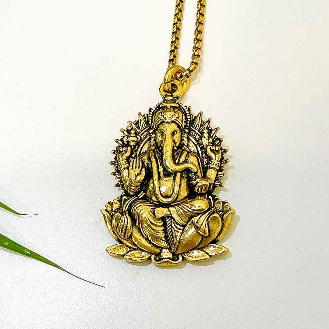 Ganesh Ji Locket with Chain (24K Gold Plated) - (Buy 1 Get 1)