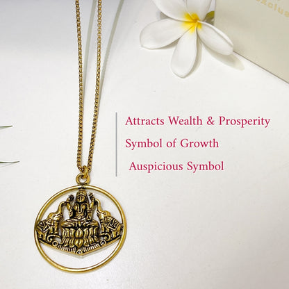 Gaja Lakshmi Locket with Chain — 18K Gold Finish