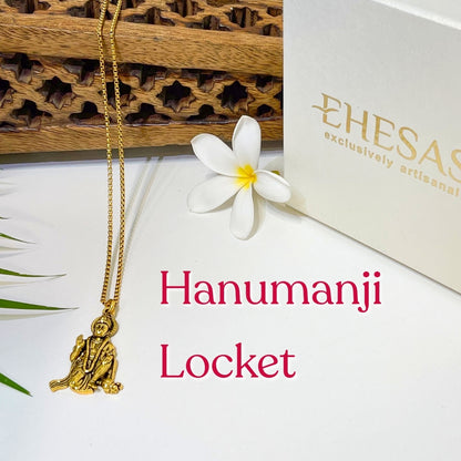 Bajrang Bali Locket and Chain— 18K Gold Plating