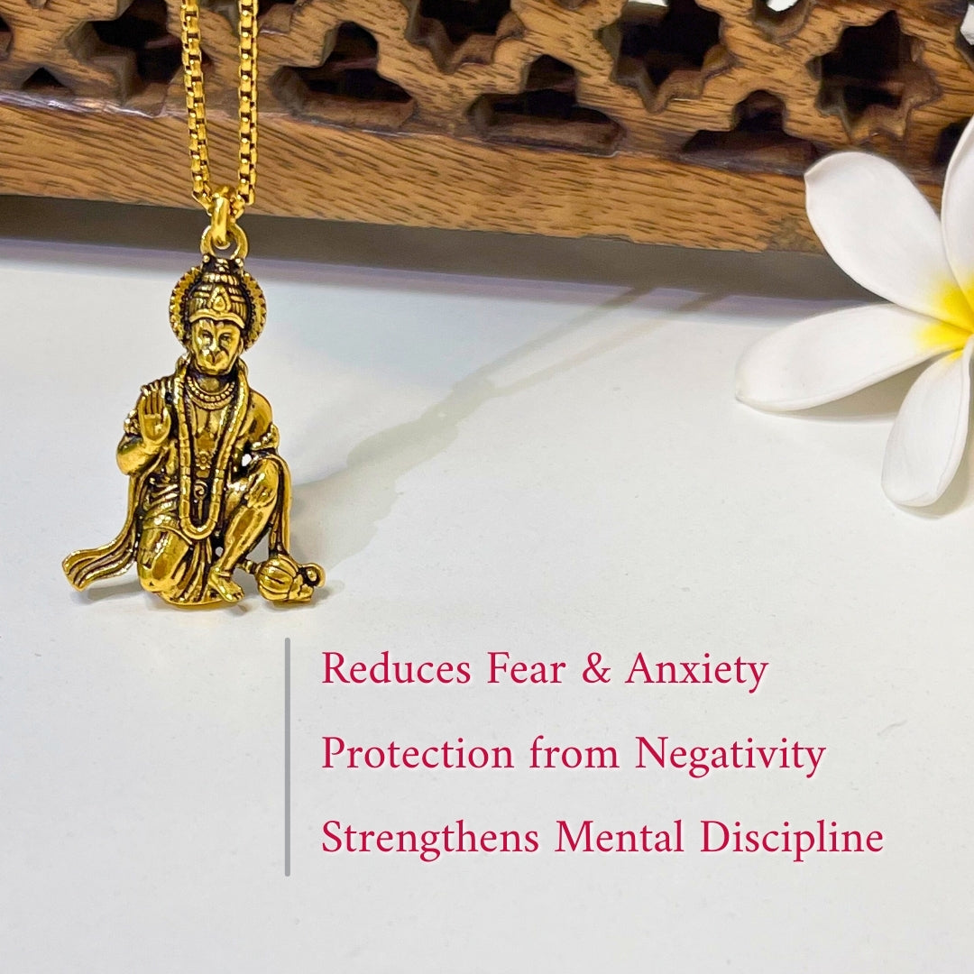 Bajrang Bali Locket and Chain— 18K Gold Plating