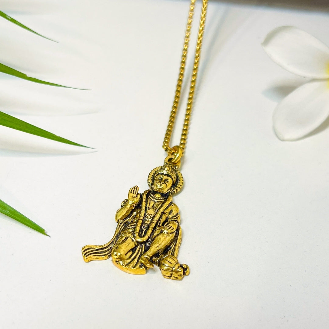 Bajrang Bali Locket and Chain— 18K Gold Plating
