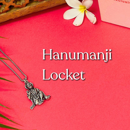 Bajrang Bali Locket with Chain — Silver Finish