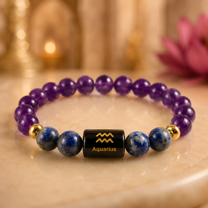 Aquarius Zodiac Bracelet with Selenite Plate