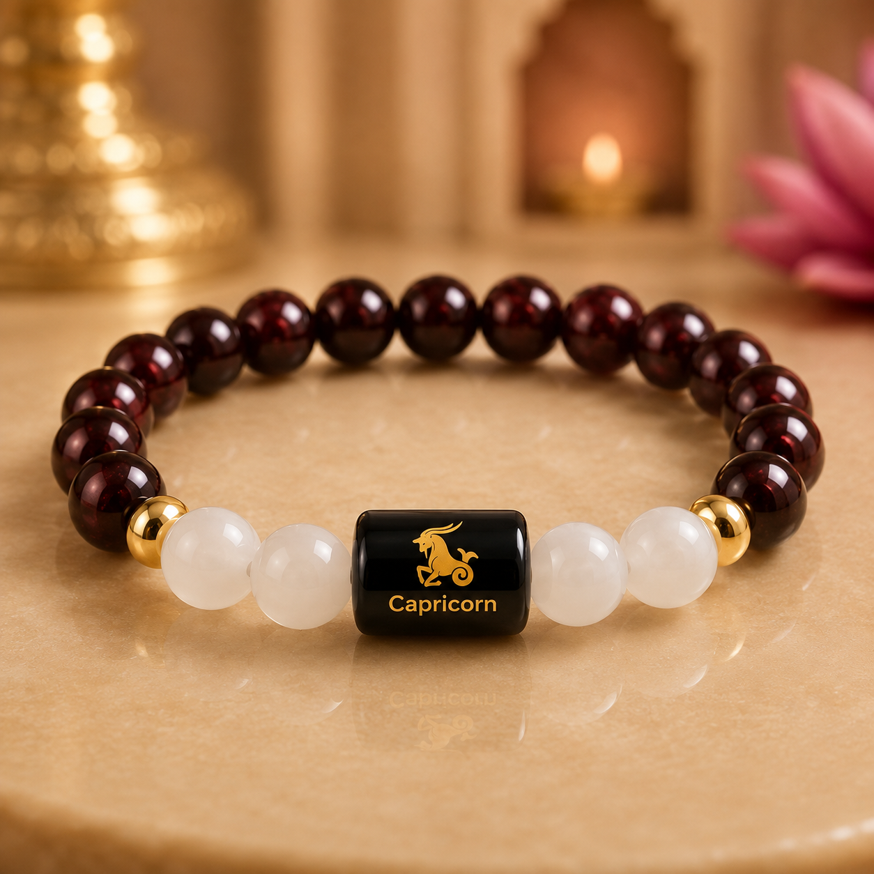 Capricon Zodiac Bracelet with Selenite Plate