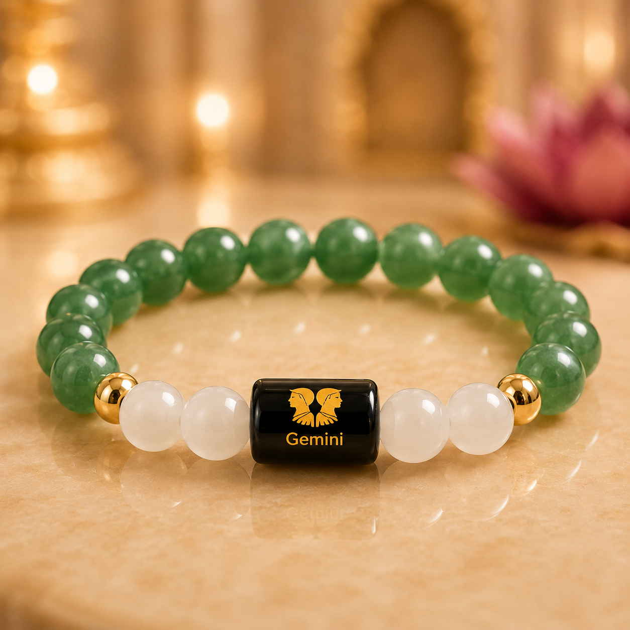 Gemini Zodiac Bracelet with Selenite Plate