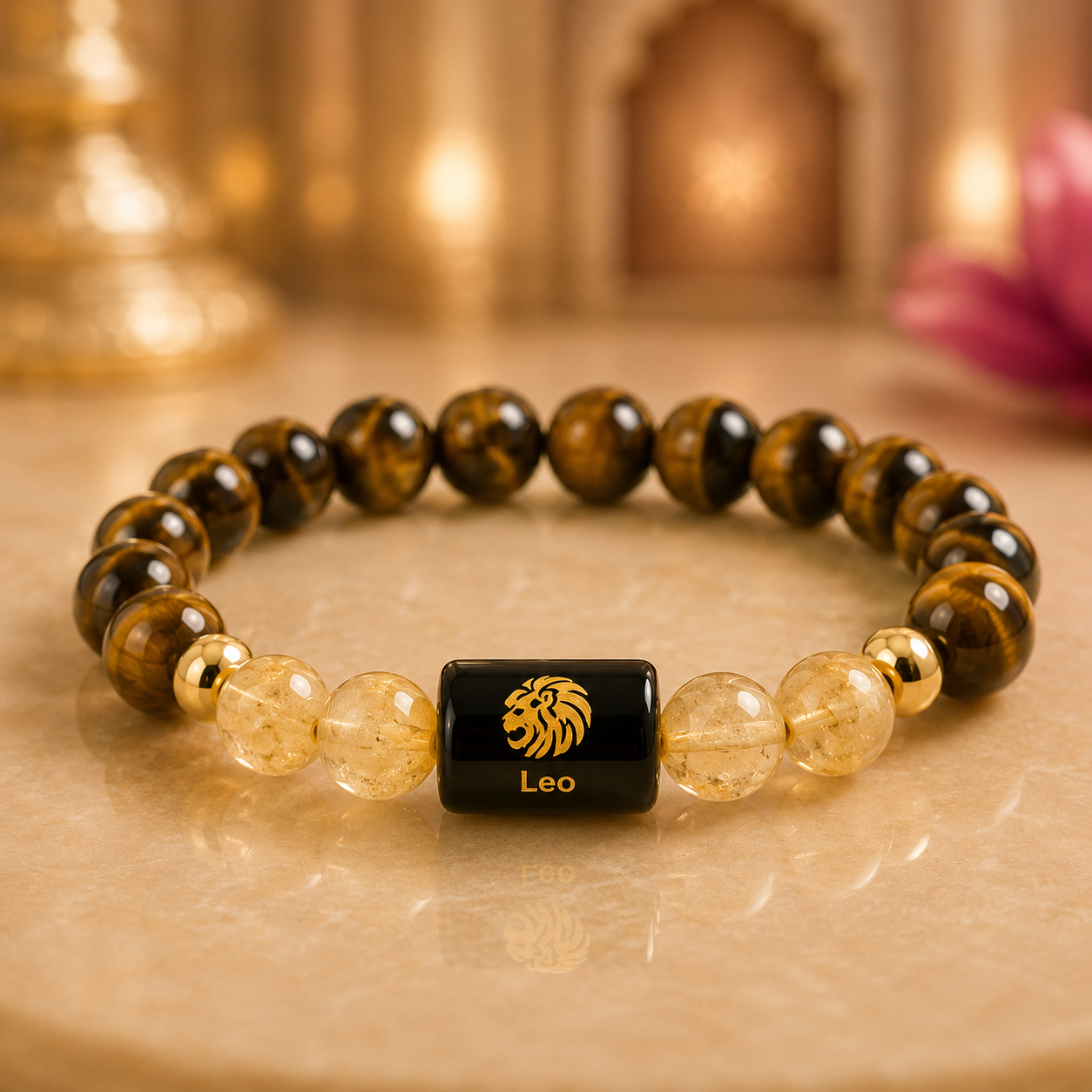 Leo Zodiac Bracelet With selenite charging plate