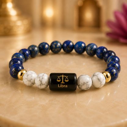 Libra Zodiac Bracelet with Selenite Plate