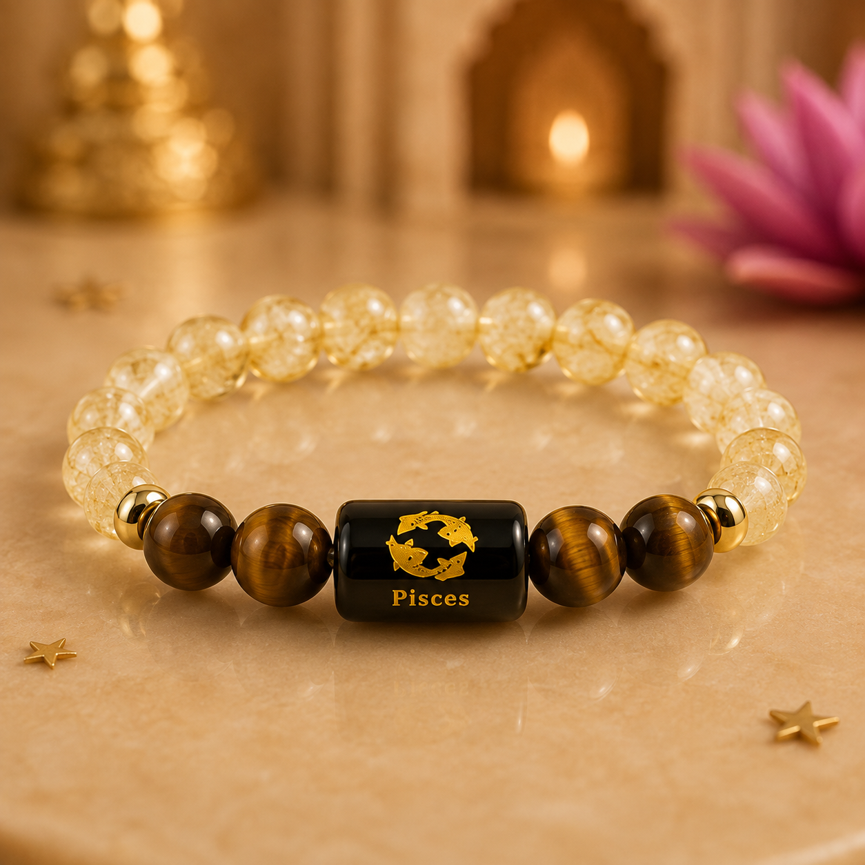 Pisces Zodiac Bracelet with Selenite Plate