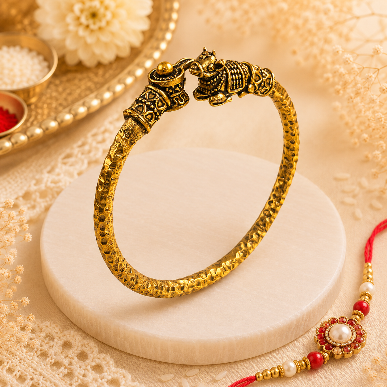 Shiv Nandi Kada  - Gold Plated  - (𝐁𝐮𝐲𝟏 𝐆𝐞𝐭𝟏 𝐅𝐫𝐞𝐞)