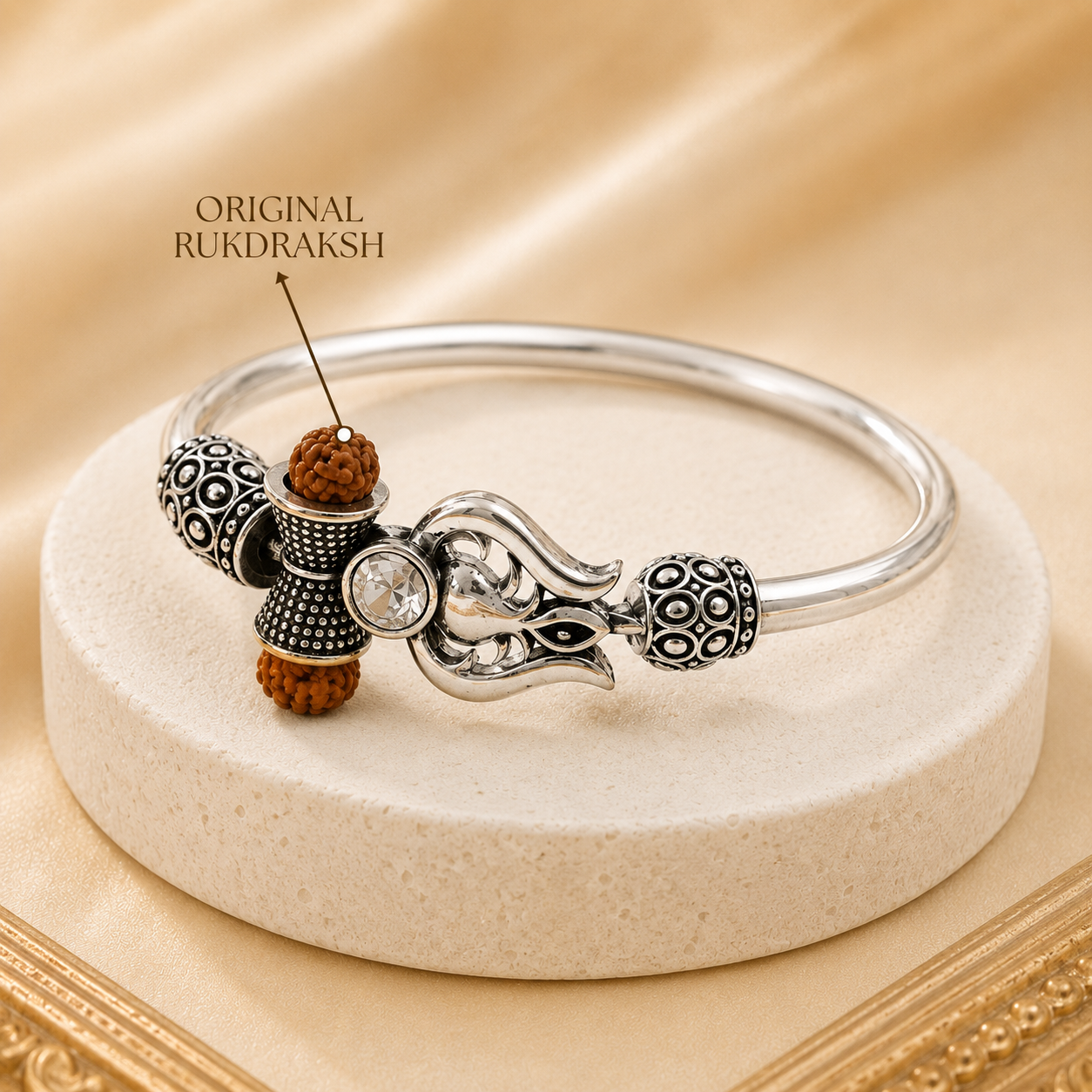 Trident Kada - Trishul Damru Kada with 5 Mukhi Rudraksha Beads - (𝐁𝐮𝐲𝟏 𝐆𝐞𝐭𝟏 𝐅𝐫𝐞𝐞)
